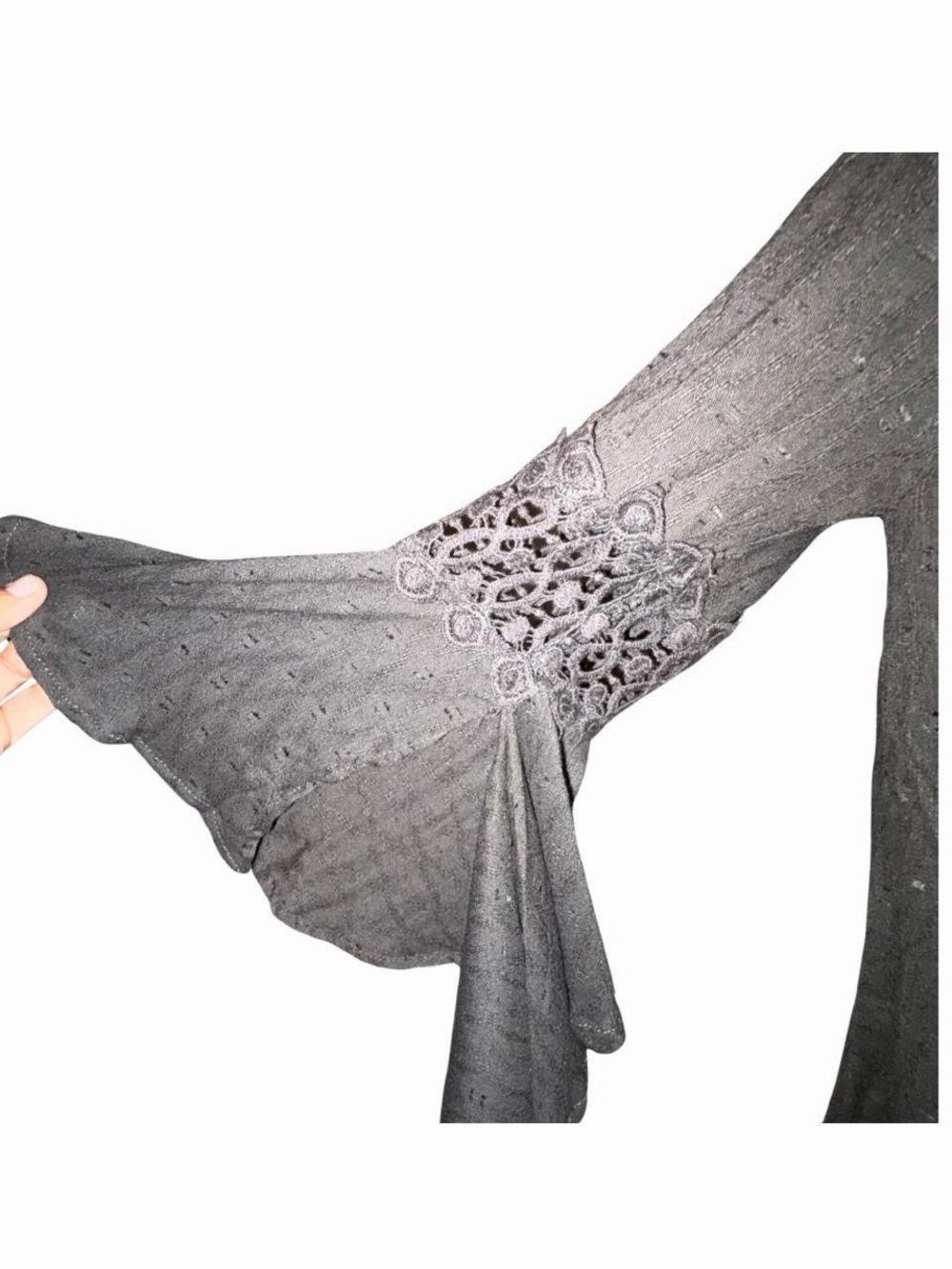 Angie Off-Shoulder Bell Sleeve Top - Charcoal - Picture 5 of 7